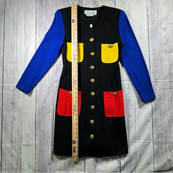 Vintage Adrienne Vittadini 100% Cotton Color Block Dress - Picture 8 of 9